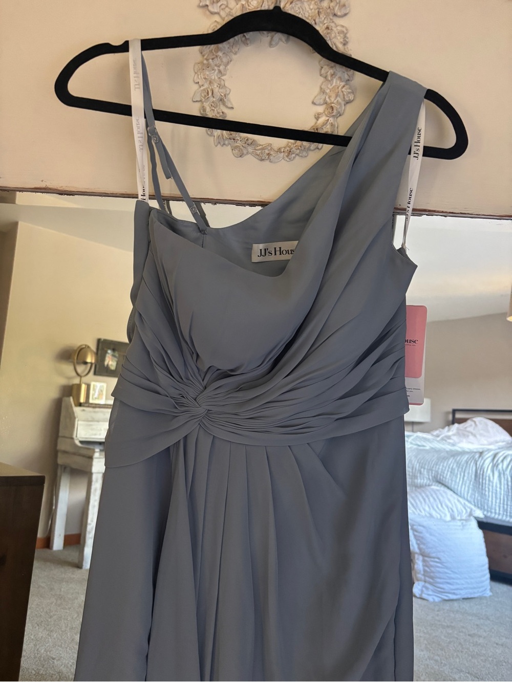NWT JJ's House Faryn
Dusty Blue A-line One Shoulder Ruffle Chiffon - Picture 7 of 11